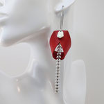 VENDUES ! B.O. FORMIDABLE modèle ANNIE Cuir rouge, breloque diamant blanc et chaine épis blanc