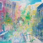 In love to the city of love: Venice (Technik:  Watercolor/Mixed Media auf Fabrianto 650 g Satina 76 X 56 cm)