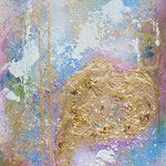 Golden heart to White Christmas (Acryl/Mixed Media mit gold leaves on Canvas (50 X 40 X 1,5 cm) 