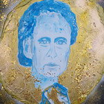 The golden football with Franz Beckenbauer(Acrylic, Gold-glitter, Mixed Media on Canvas 