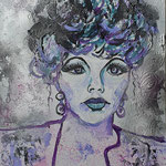Forever-young-Joan-Collins/  (Technic: Acryl/Spray/Mixed Media 48 X 36 X 0,1 cm) on Paper