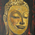 Buddha in Gold     (Technik: Öl und Acryl  auf Leinwand    1,20 m X 90 cm)