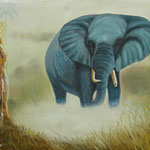Elefant         (Technik: Öl           Leinwand:  1,20 m X 90 cm)