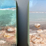 Dead Sea, 2x 10x10x4 Mischtechnik auf Holz