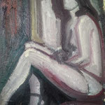 Femme assise à la cheminée, 73x60