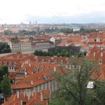 高台からプラハの街並みを眺める。