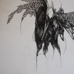 Trying to spread my wings | 122 x 180 cm | Houtskool & conte op paneel