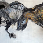 Trouble chasers | 122 x 133.5 cm | Gemengde technieken op paneel