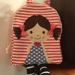 Micro zaino asilo imbottito bambina righe rosse - Miaodress Creative Design - Handmade - Italian Style