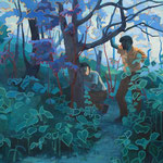 Hilltop Activities, Oil on linen