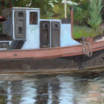 Boot aan de Vecht, Oil on MDF, 20 x 25 cm