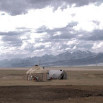 Yurt in the restricted border area between China and Kyrgyzstan