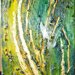 Golden Green, Acryl und Goldfolie auf Leinwand, 30x60 cm