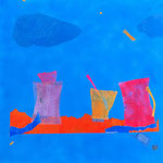 Béatrice WOLFF, "sans titre 2", Collage sur toile, Acrylique, Papier, tissus 80 cm x 80 cm, 1 100 €,DISPONIBLE A L'EMPRUNT