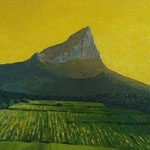 Philippe JOBARD, "Pic St Loup au ciel jaune", Huile sur toile, 100 cm x 73 cm, 1 200 €,EMPRUNTEE ACTUELLEMENT