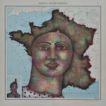 Clara CASTAGNÉ, "Carte de France", encre sur papier,50x50 cm, 1200€, DISPONIBLE  à l'emprunt