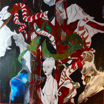 DIKA'S,"L'arbre de la connaissance du bien et du mal", Acrylique et encre de chine, 100X100 cm, 2800€,DISPONIBLE A L EMPRUNT