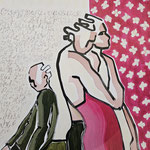 ClaireBMasimbert, "Géométriquement", peinture acrylique et encre, 60 x 80 cm , 1 250 €,EMPRUNTÉE ACTUELLEMENT