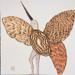 K.O.,"Salutation à la lune rousse", Pyrogravure sur contre plaqué,60X60 cm, 650 €,DISPONIBLE A L'EMPRUNT