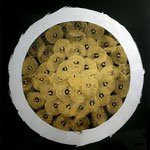 LIBERAJ CICOJ, "The Ring Silver", Techniques mixtes sur toile, acrylique, feuille d'argent, résine epoxy, 80 cm x 80 cm, 1.250 €, EMPRUNTÉE ACTUELLEMENT