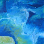 o.T. blau/grün-Farbstimmung, Acryl mit Spachtelmasse auf Leinwand, Größe 60 x 60 cm