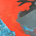 o.T. rot/grau/blau-Farbstimmung, Acryl mit Spachtelmasse auf Leinwand, Größe 60 x 60 cm