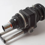 Askania A4/0,1 - 160 Mikroskopobjektiv am Balgengerät