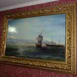 Морской пейзаж. Копия с картины Айвазовского. Картон, масло. Размер 90х60 см.