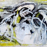 "DEFIGURATION COUCHEE" HUILE SUR PAPIER 80X100 1984 Philmari ROJOUAN Artiste peintre Nantes