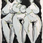 "LES 3 GRACES" HUILE SUR PAPIER 60X80 2019 Philmari ROJOUAN Artiste peintre Nantes