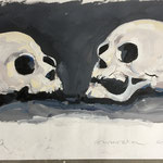 "CONVERSATION" HUILE SUR PAPIER 60X80 2019 Philmari ROJOUAN Artiste peintre Nantes