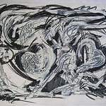 "DEFIGURATION" HUILE SUR PAPIER 60X80 1987 Philmari ROJOUAN Artiste peintre Nantes