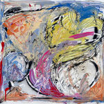 HUILE SUR PAPIER 80X80 1986 Philmari ROJOUAN Artiste peintre Nantes