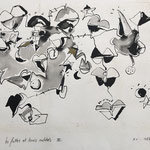 "LES FOLLES & LES SOLDATS" CHINE SUR PAPIER 50X70 1986 Philmari ROJOUAN Artiste peintre Nantes