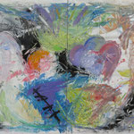 DIPTYQUE SUR CARTON 130X200 1987 Philmari ROJOUAN Artiste peintre Nantes
