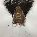 "TRIANGLE D'OR" MIXTE ET FEUILLE D'OR SUR PAPIER 40X60 2020 Philmari ROJOUAN Artiste peintre Nantes