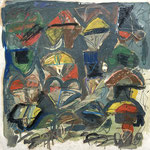 HUILE SUR PAPIER 60X60 1987 Philmari ROJOUAN Artiste peintre Nantes