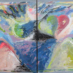 DIPTYQUE 130X200 1987 Philmari ROJOUAN Artiste peintre Nantes