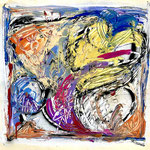 MIXTE SUR PAPIER 60X60 1986 Philmari ROJOUAN Artiste peintre Nantes