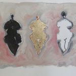 "3 FIGURES" MIXTE SUR PAPIER 40X60 2015 Philmari ROJOUAN Artiste peintre Nantes