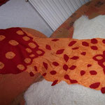Nunoschal, orange/rot, Pongeeseide/Merino