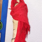 Nunotuch, rot, zipfelig, Pongeeseide/hochfeine Merino