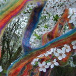 Gitterschal bunt, Merinowolle (Detail)