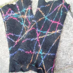 Stulpen schwarz mit Muster, Merino/Alpaka