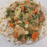 Hähnchen-Gemüse-Pfanne mit Reis