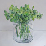 Blumen im Glas II, 80 x 80 cm, Acryl auf Leinen