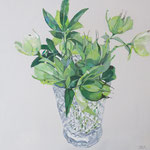 Blumen im Glas I, 80 x 80 cm, Acryl auf Leinen