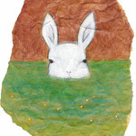 Rabbit in the star water　250×200mm　アクリル、色鉛筆、鉛筆、クレヨン　2021