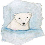 White Bear　285×245mm　アクリル、鉛筆、色鉛筆、クレヨン　2021