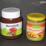 AUFSTRICHE (v.l.n.r.) greenorganics Nussolade 400g, Rapunzel Erdnussmus fein 250g